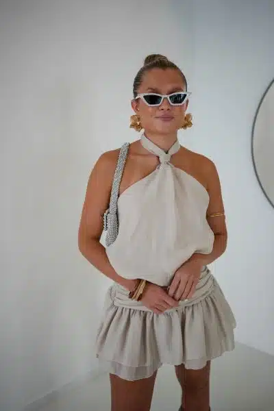 Halter Playsuit Beige