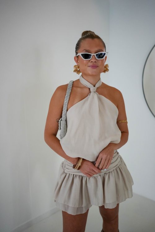 Halter Playsuit Beige