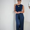 Lisa Satin Pants Navy