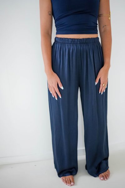 Lisa Satin Pants Navy - Afbeelding 2