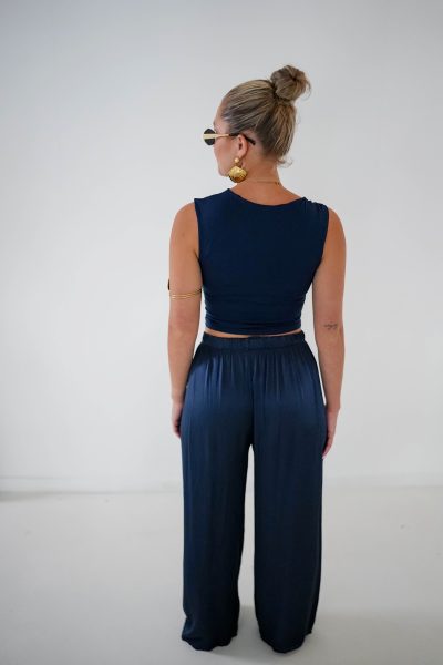 Lisa Satin Pants Navy - Afbeelding 3