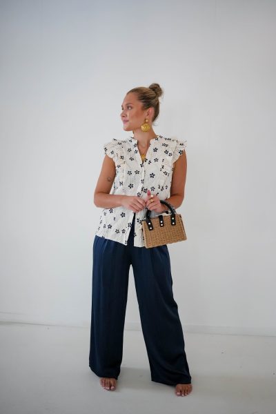 Lisa Satin Pants Navy - Afbeelding 4