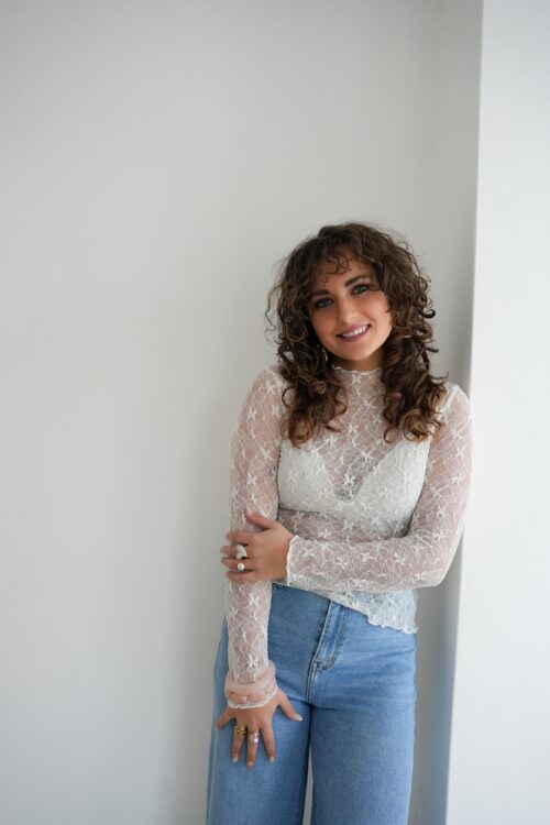 Alternative view of Jenna Mesh Top Sparkle OffWhite .