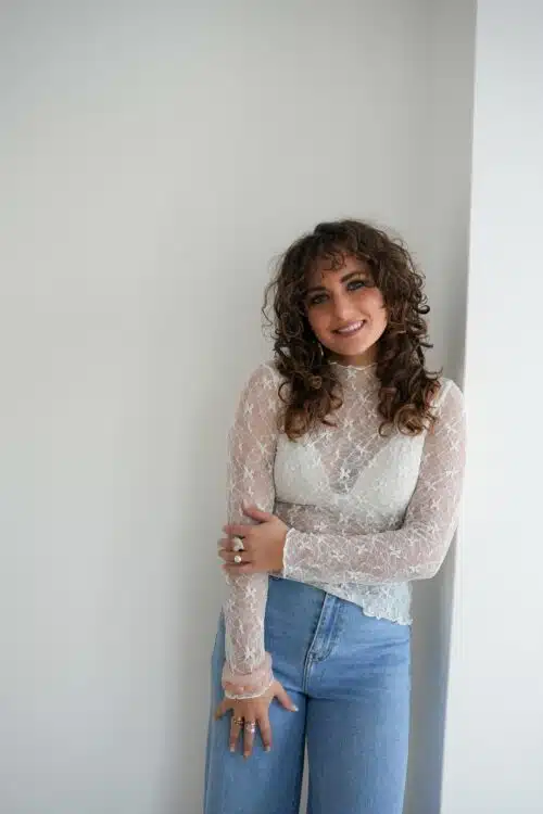 Alternative view of Jenna Mesh Top Sparkle OffWhite .