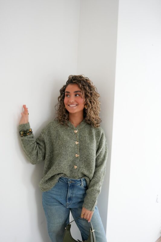 Cynthia Cardigan Green Heart Detail *