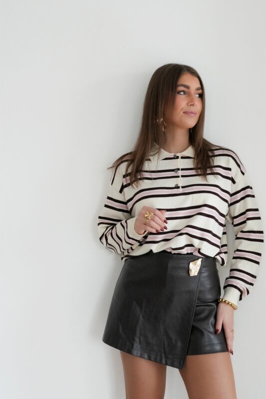 Veerle Sweater Striped brown pink -
