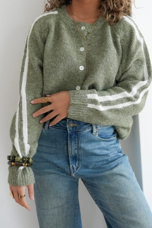 Alternative view of Nancy Striped Cardigan Green ^