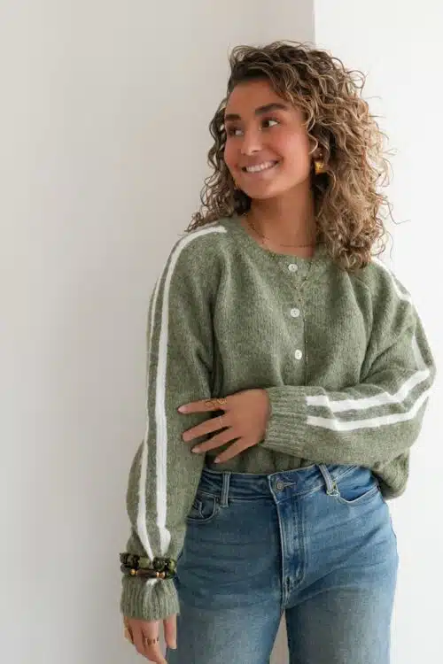 Nancy Striped Cardigan Green ^