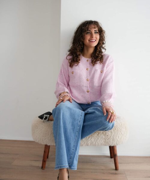 Alternative view of Juul Cardigan Pink Gold Detail *