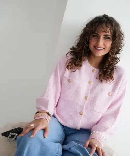Juul Cardigan Pink Gold Detail *