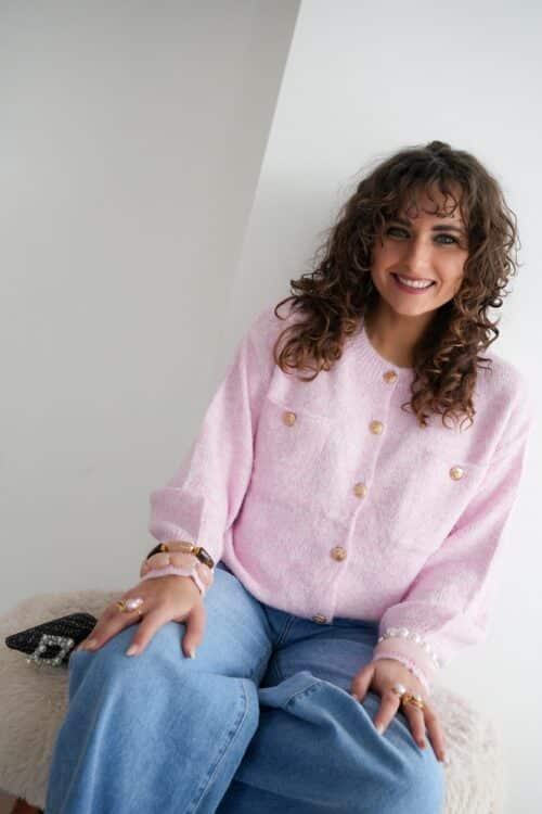 Juul Cardigan Pink Gold Detail *
