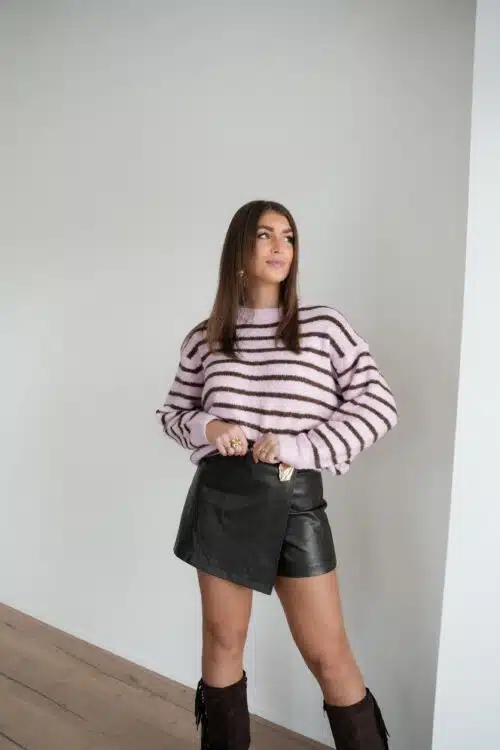 Alternative view of Lotte Sweater Striped Pink Brown ~