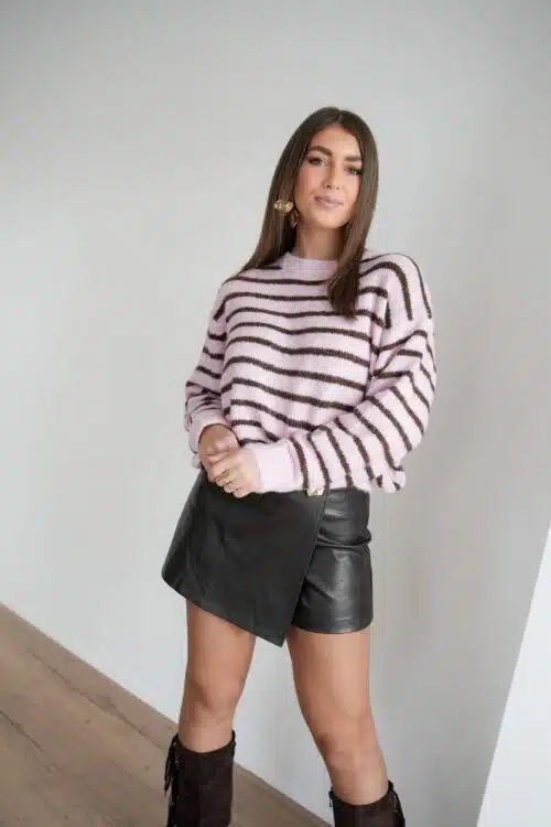 Lotte Sweater Striped Pink Brown ~