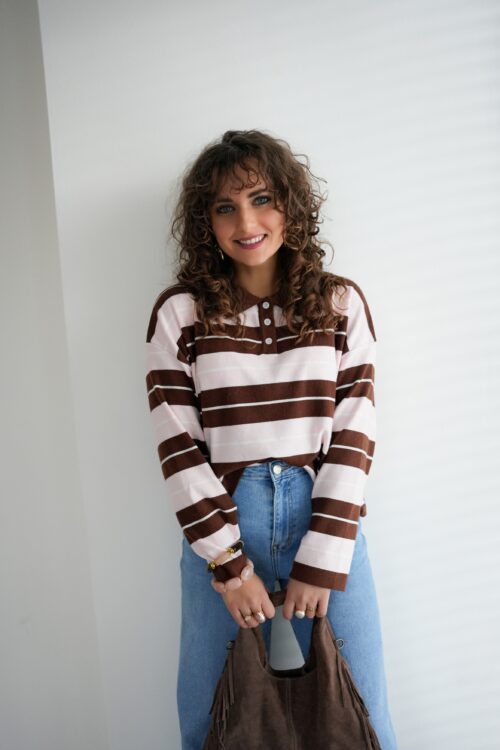 Amije Striped Sweater Brown Pink