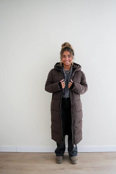 (Pre-order) Long Puffer Coat Brown - Afbeelding 6