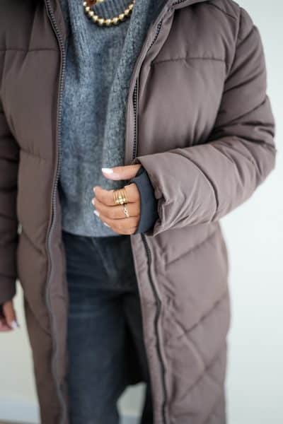 (Pre-order) Long Puffer Coat Brown - Afbeelding 4
