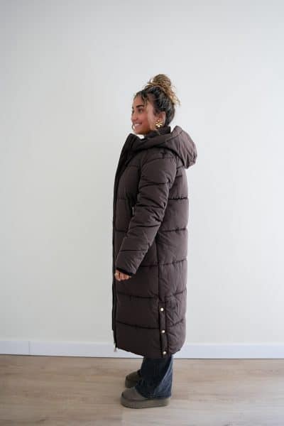 (Pre-order) Long Puffer Coat Brown - Afbeelding 2