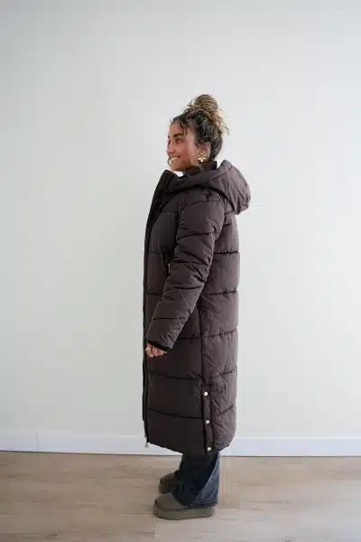 (Pre-order) Long Puffer Coat Brown - Afbeelding 2