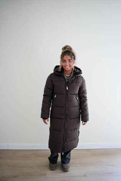 (Pre-order) Long Puffer Coat Brown - Afbeelding 3