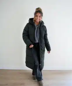 Alternative view of Long Puffer Coat Dark Green