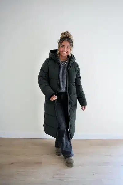 (Pre-order) Long Puffer Coat Dark Green - Afbeelding 2