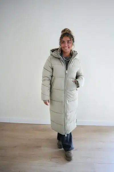 (Pre-order) Long Puffer Coat Soft Green - Afbeelding 6
