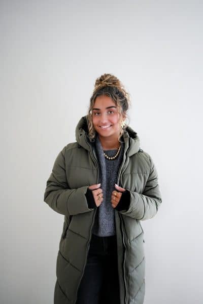 (Pre-order) Long Puffer Coat Khaki - Afbeelding 2