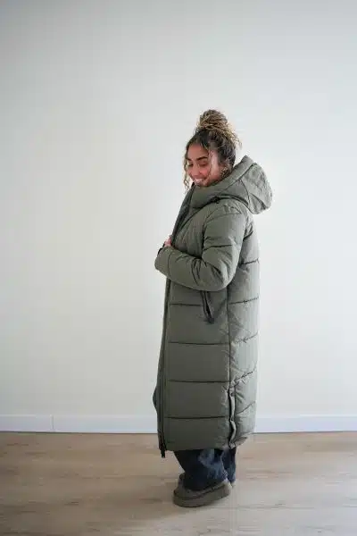 (Pre-order) Long Puffer Coat Khaki - Afbeelding 3