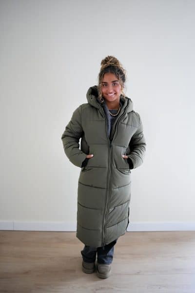(Pre-order) Long Puffer Coat Khaki - Afbeelding 5