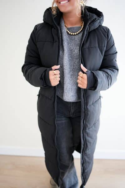 (Pre-order) Long Puffer Coat Black - Afbeelding 2