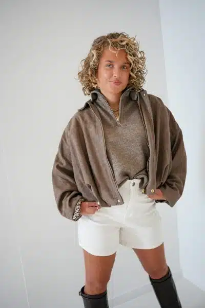 Zira Suedine Jacket Taupe - Afbeelding 6