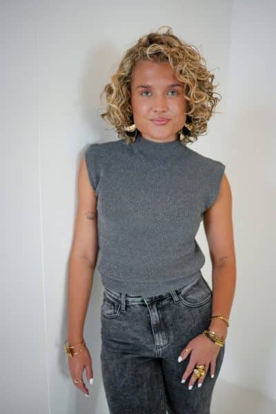 Ivy Lurex Top Grey - Afbeelding 2