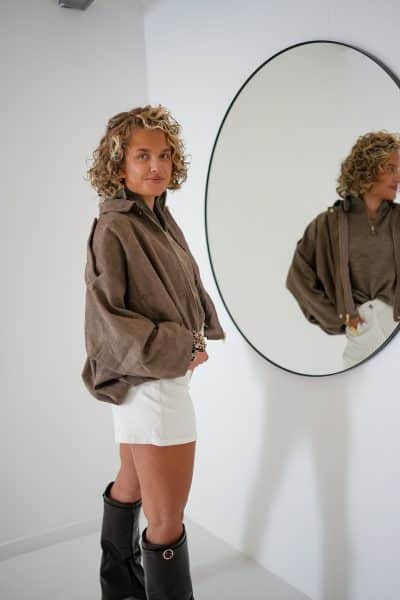 Zira Suedine Jacket Taupe - Afbeelding 2