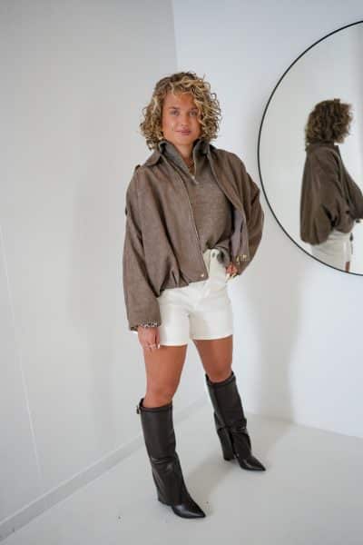 Zira Suedine Jacket Taupe - Afbeelding 5