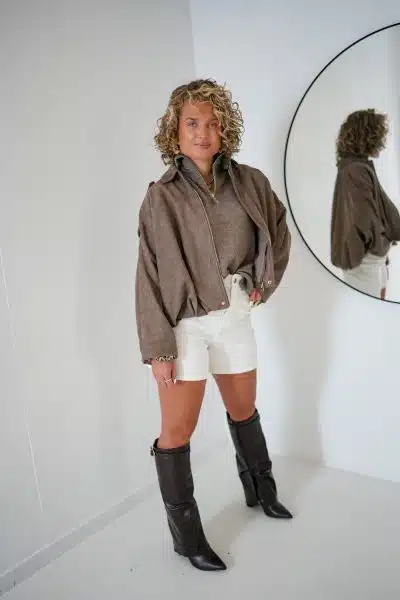 Zira Suedine Jacket Taupe - Afbeelding 5