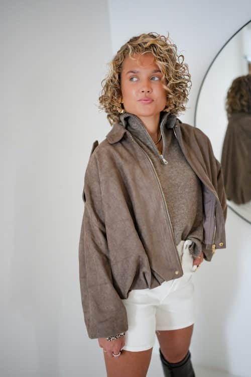 Zira Suedine Jacket Taupe