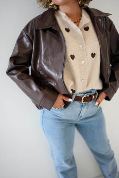 Beau Leatherlook Jacket Choco - Afbeelding 8
