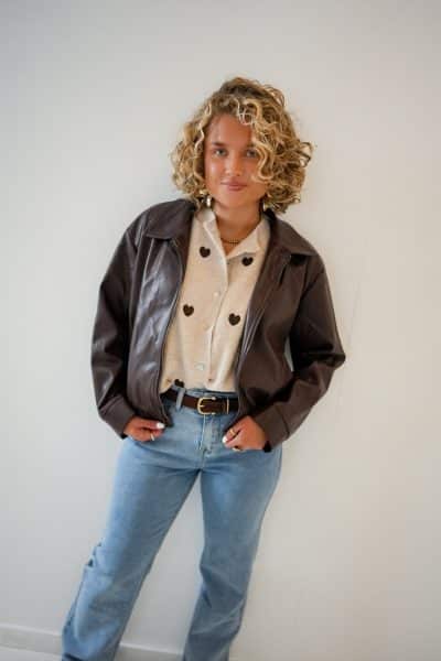 Beau Leatherlook Jacket Choco - Afbeelding 4
