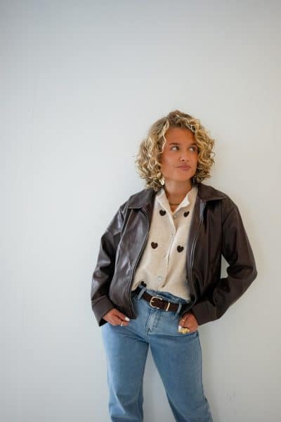 Beau Leatherlook Jacket Choco - Afbeelding 2