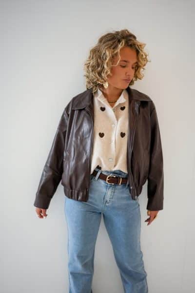Beau Leatherlook Jacket Choco - Afbeelding 6