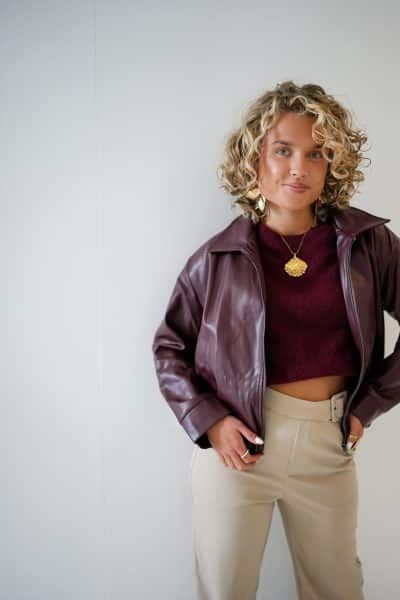 Beau Leatherlook Jacket Bordeaux - Afbeelding 5