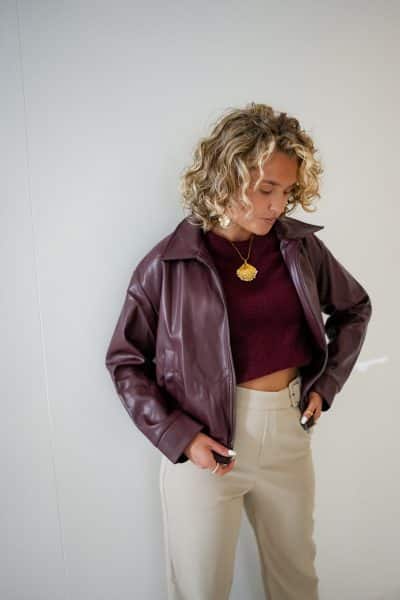 Beau Leatherlook Jacket Bordeaux - Afbeelding 4