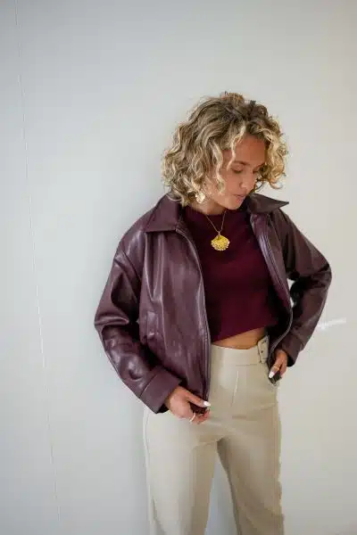 Beau Leatherlook Jacket Bordeaux - Afbeelding 4