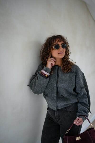 Bow Cardigan Grey * - Afbeelding 6