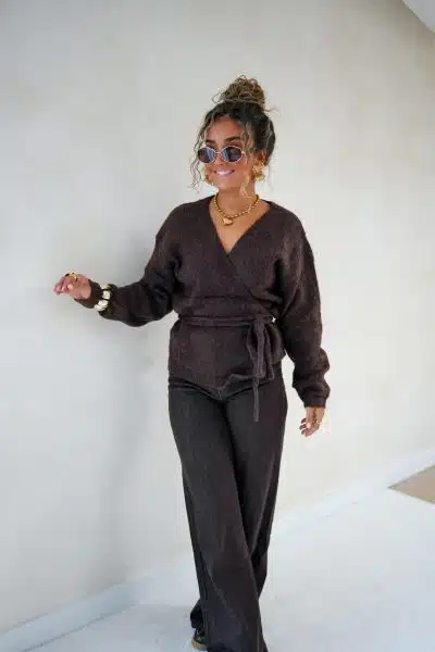 Tina Wrap Cardigan Brown - Afbeelding 2