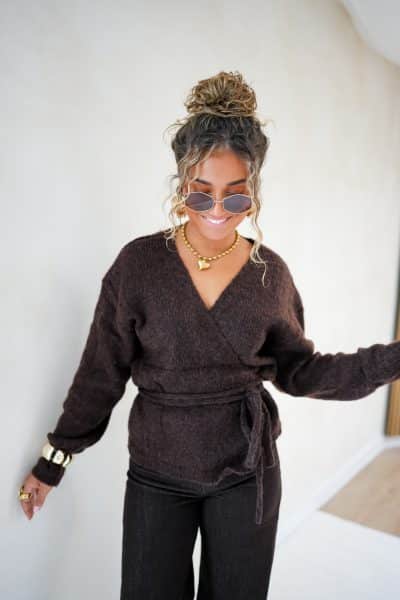 Tina Wrap Cardigan Brown - Afbeelding 4