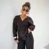 Tina Wrap Cardigan Brown