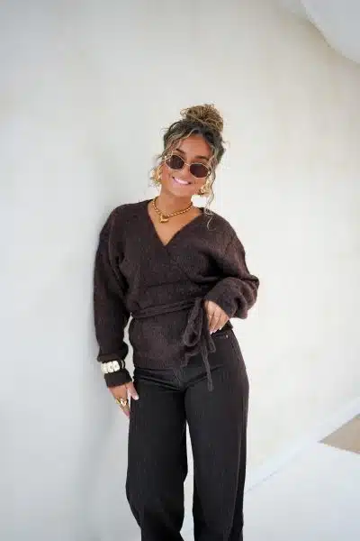 Tina Wrap Cardigan Brown