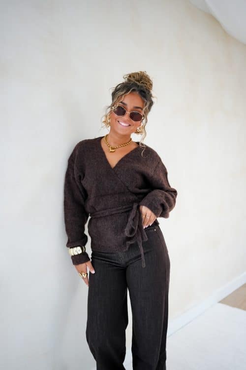 Tina Wrap Cardigan Brown