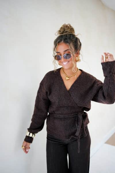 Tina Wrap Cardigan Brown - Afbeelding 5